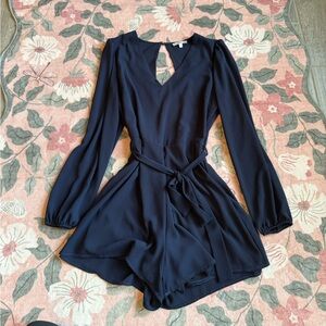 Charlotte Russe Navy Blue Long Sleeve Romper